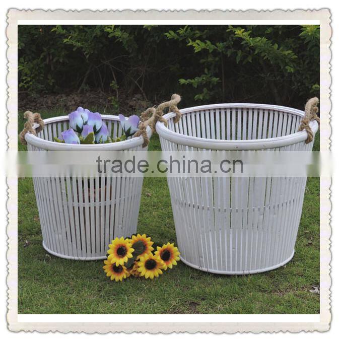 retro antique wood home use clothes basket