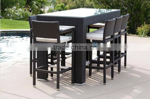 2017 Trade Assurance Most Popular New arrival outdoor pe rattan restaurant used dining table set furniture