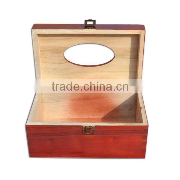 Natural Redwood Napkin Tissue Box Holder, Wholesale Retro Bronze Buckle Packaging Box