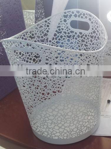 China Hot Sales Fancy White Metal Mesh Engraving Waste Bin