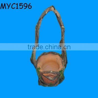 Rustic wooden flower pot gardening pot