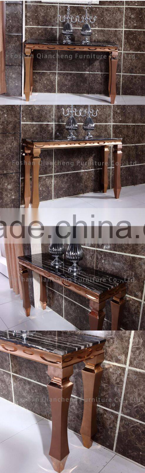 Classic gold console table with marble top for home