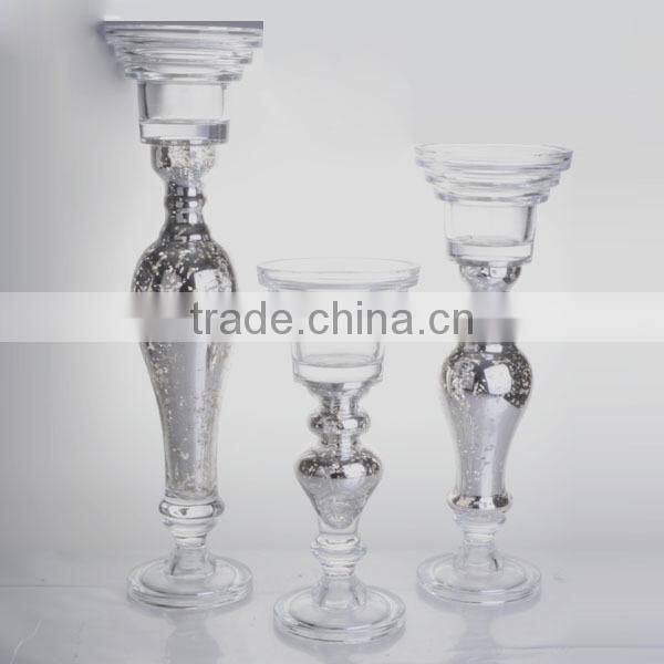 2014 fasion electric gold tall glass candle holder