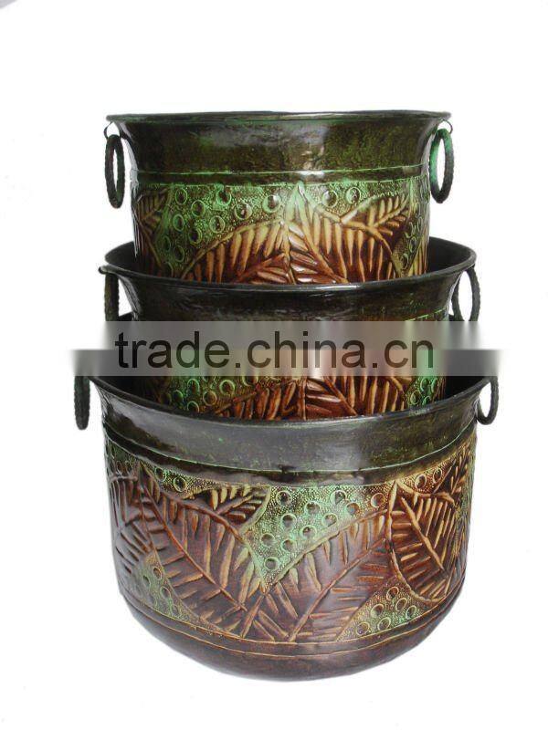 Outdoor Tree Planters, Large Garden Planters, Hand Embossed Garden Planters