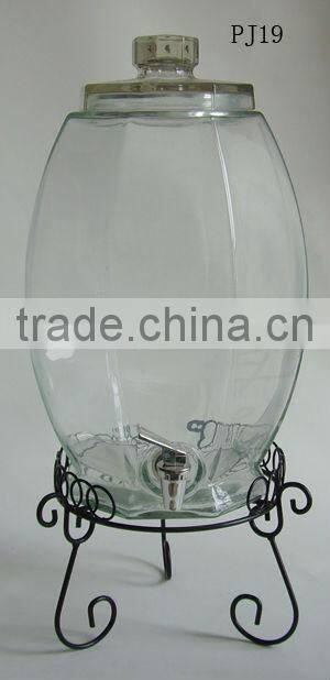 clear drum shaped glass jars/ terrarium with tap
