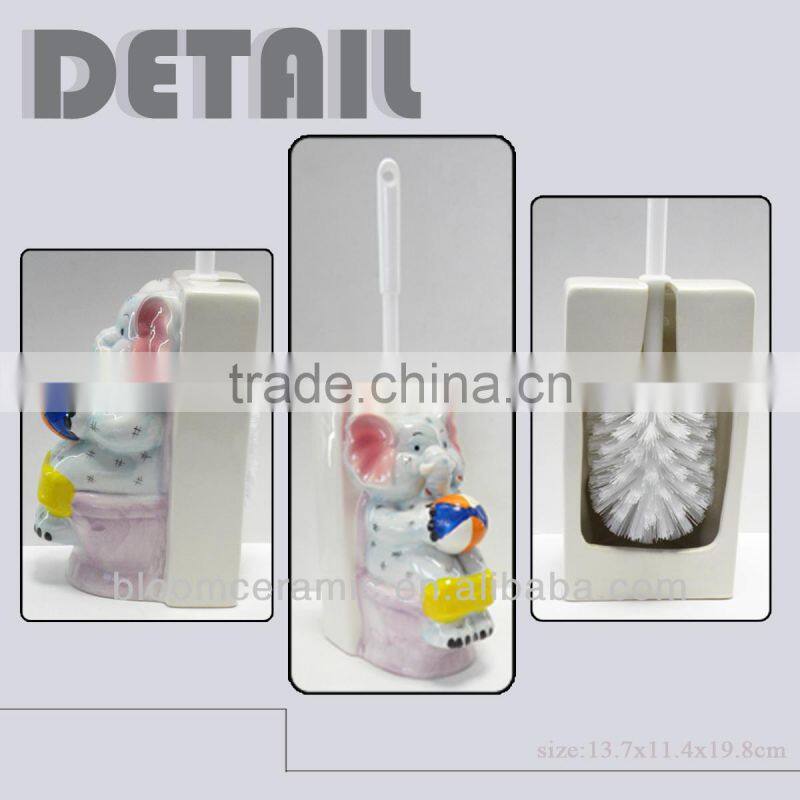 Elephant shape porcelain toilet brush holder