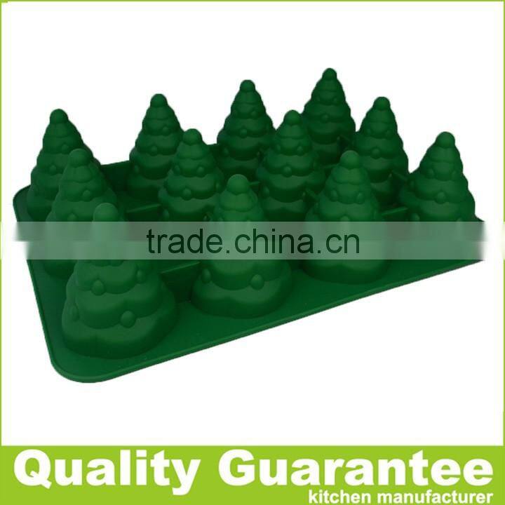 New design 12 cups silicone Christmas tree cake pan