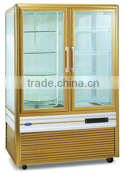 Totating drink cooler glass showcase/refrigerator beverage display/fruit showcase