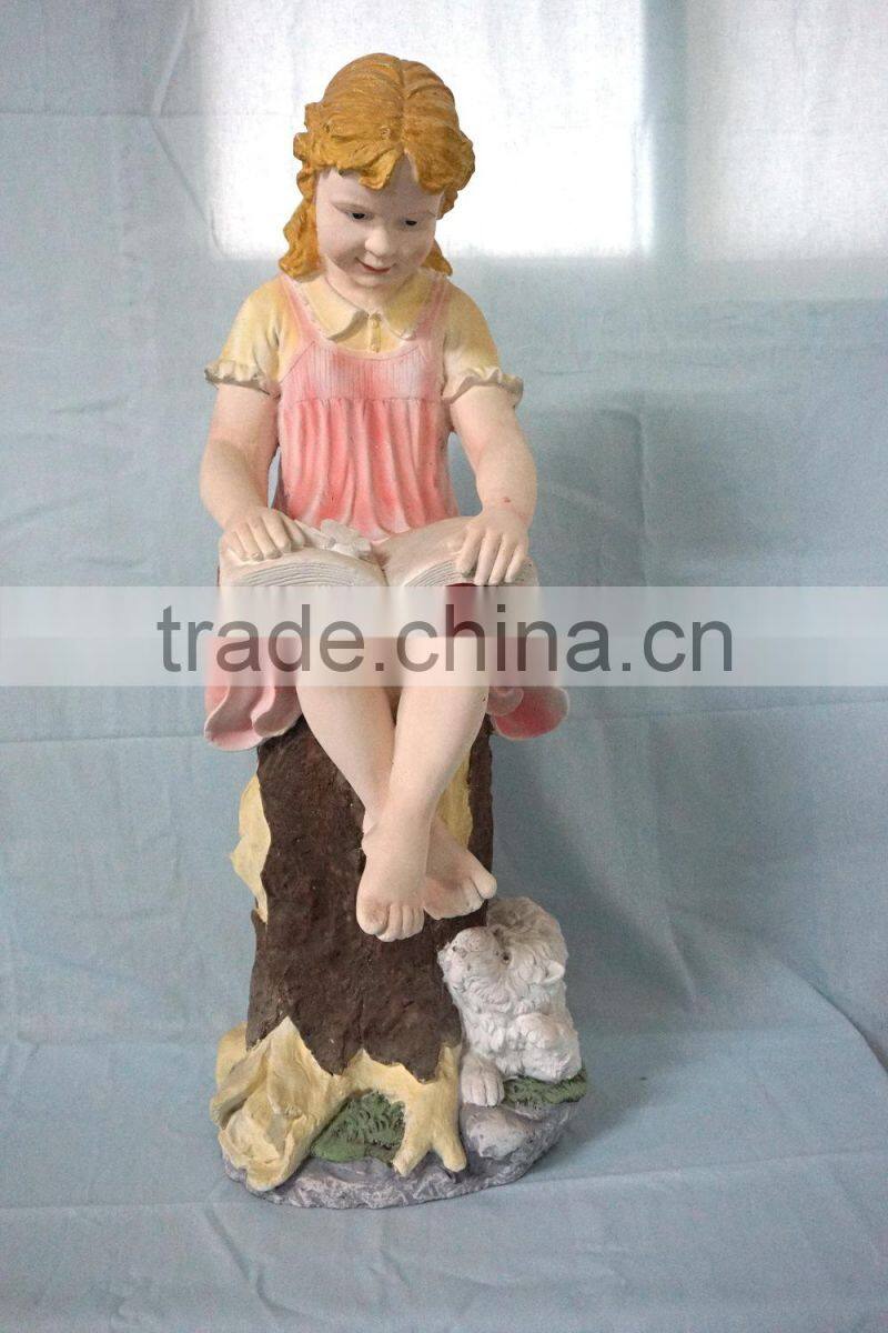 Garden decor reading girl fiberglass statue