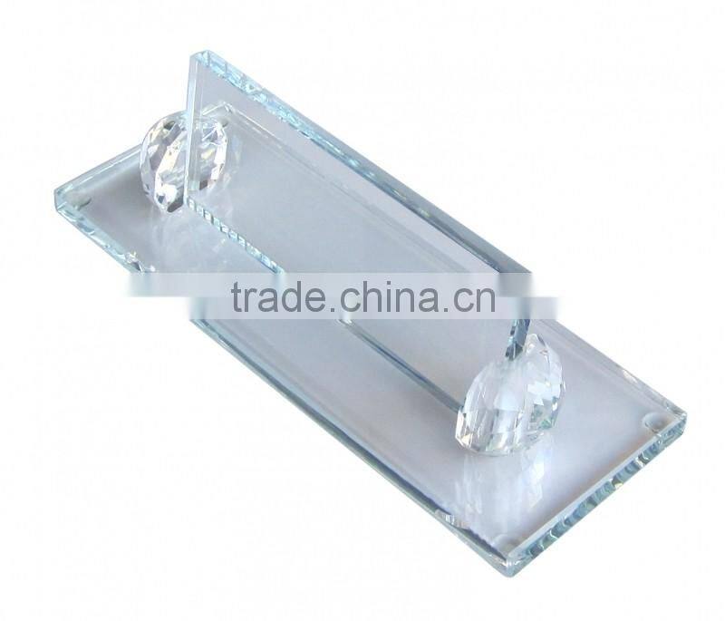 Crystal Desktop Simple Card Holder With White or Black Base