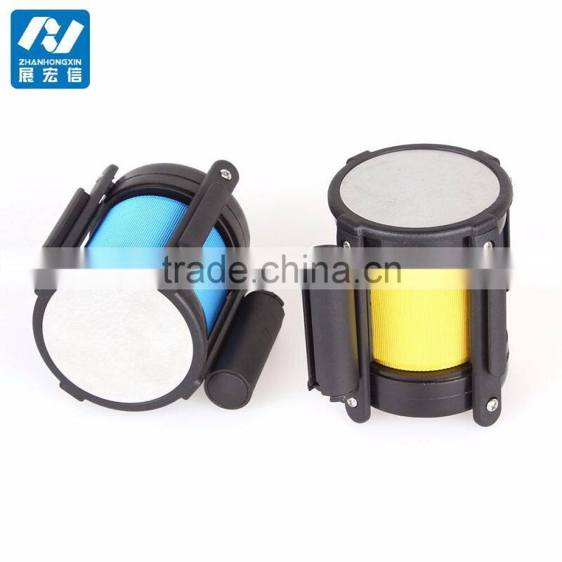 Retractable Belt Cassette on Crowd Control Barrier