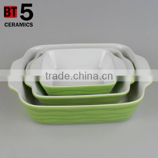 BT5-SD01,2,3G ceramic square green bakerware dish