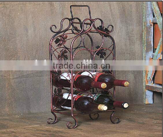 Wholesale metal wine bottle wire stoage holder stand