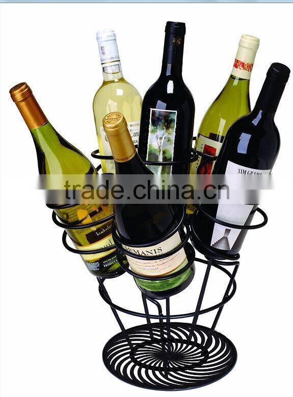 Wholesale 6 bottle shape round metal wine holder