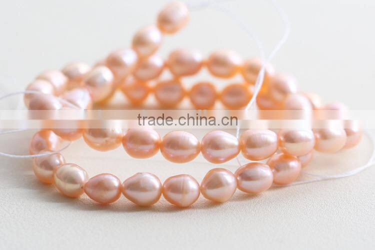 new 16 inches 3-4mm pink rice shape freshwater pearl strand