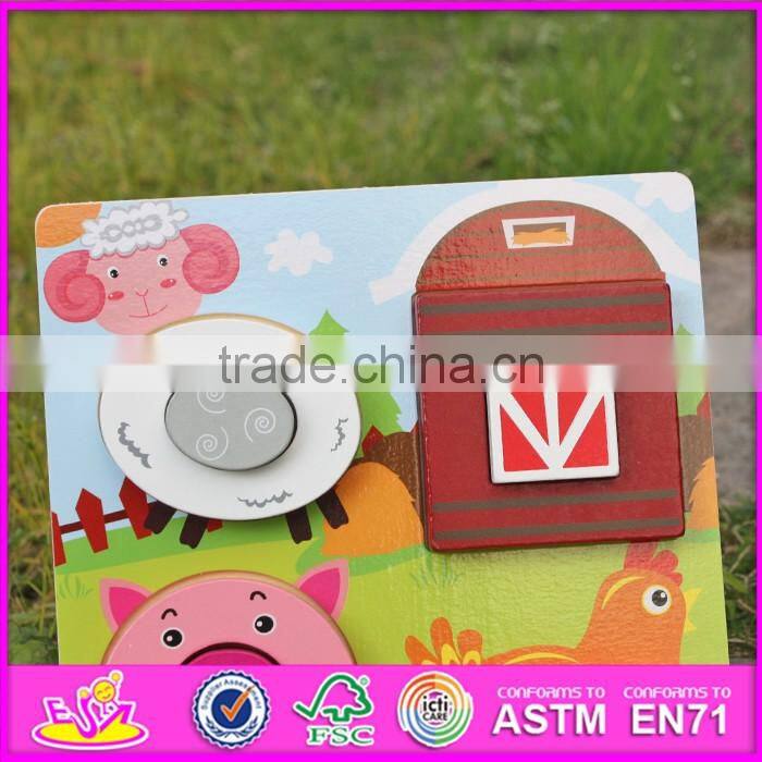 2017 New product cartoon farm animals wooden kids 3d puzzle W14D025