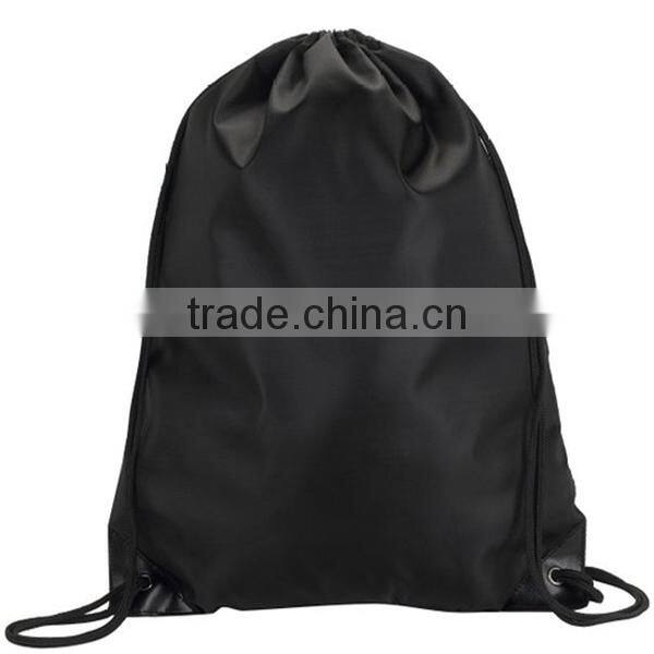 Black Nylon Drawstring Bag, Knapsack, Backpack.