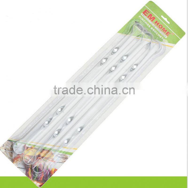 OEM packing round handle stainless steel BBQ skewer set
