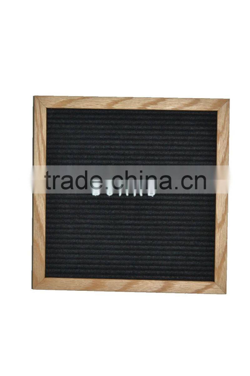 factory wholesale letter board felt backing with slots to insert white plastic letters oak frame