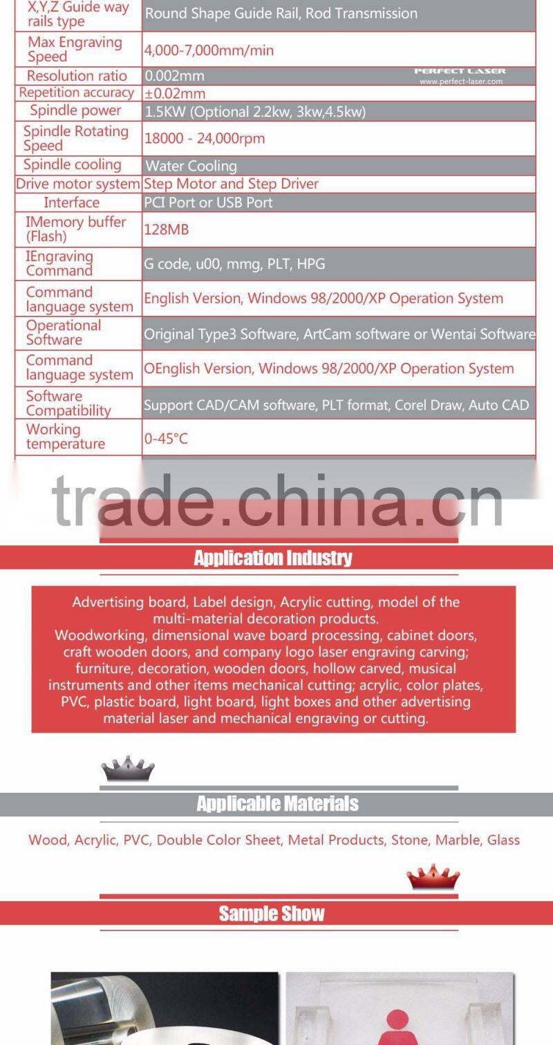 Perfect Laser PEM-1325 2.2kw 3kw 4.5kw Advertising CNC Router Engraver with Best Price