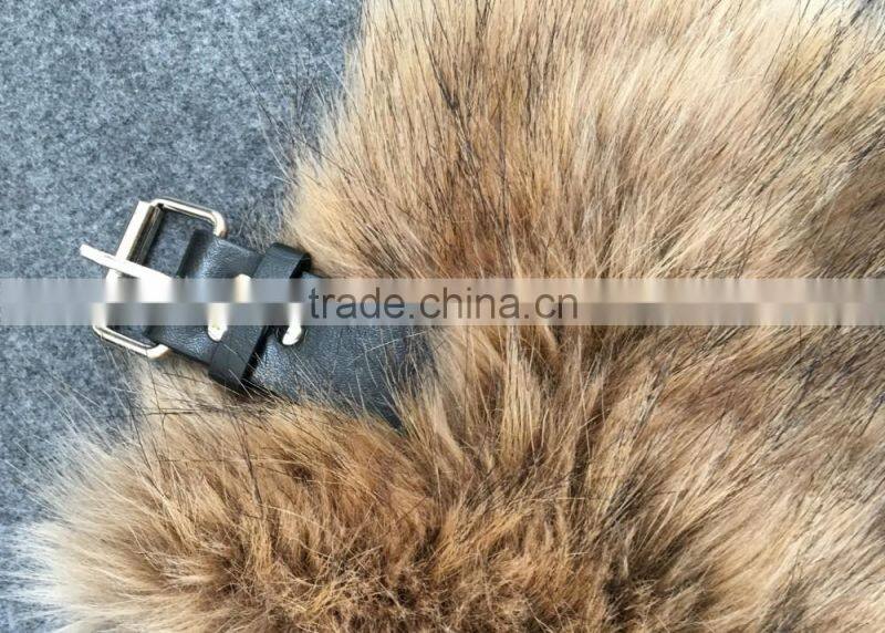 2016 new design European style with adjust leather buttons faux fur scarf woman collar