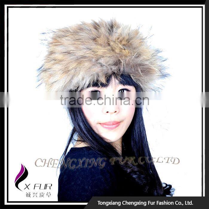 CX-E-06 Fashion Accessories Snood Raccoon Fur Stretch Hair Headband