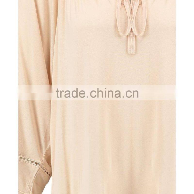 Brand Customzied Linen Plain Beige Blouses Tops For Ladies Casual Cotton Crochet Cold Shoulder Tops