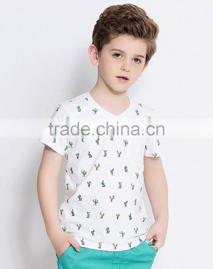 Fancy white full printed fashion boy t-shirt wholesale