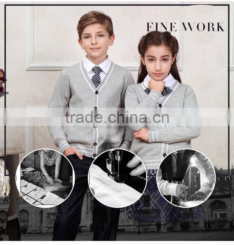Hot sales grey cardigan children school uniform