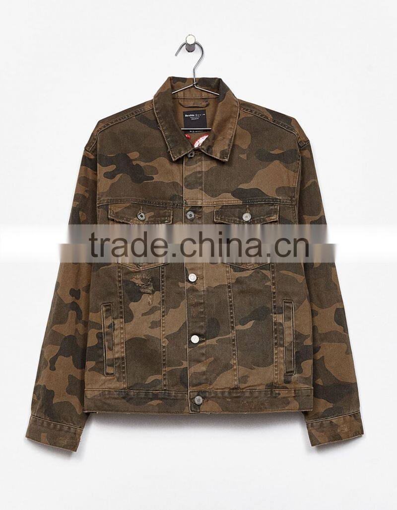 2017 custom men camo motorcycle jacket with embroidery