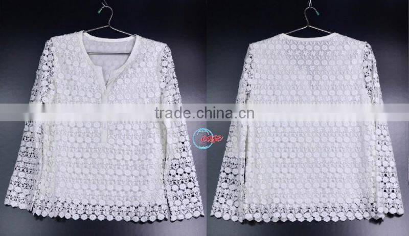 hot sale summer newest lady's lace blouse ,crochet lace blouse
