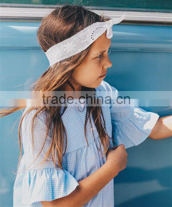 Sky Blue Plaid New Model Girl Dress Fashion Childrens Plus Size Dresses