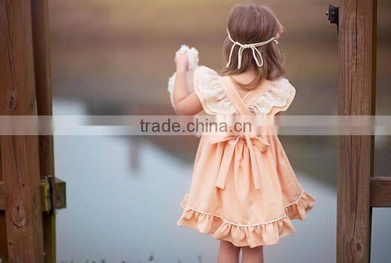 New Design Light Pink Cotton Dress Embroidery Bunny Dress Holiday Remark Cotton Dresses For Kids