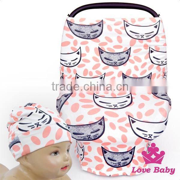 New Design Baby Product Printed Car Cover With Same Fabric Hat Mother Public Location Feeding Hood