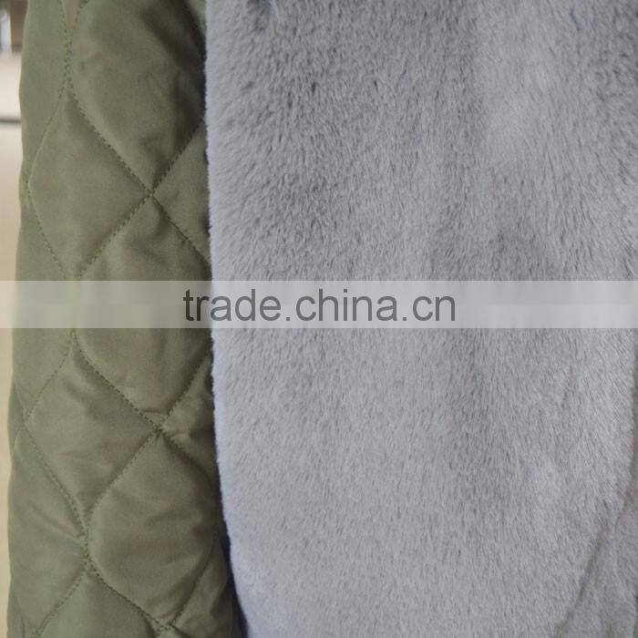 Myfur Customized Army Green Shell Parka Coat with Real Fur Hooded Faux Fur Lining