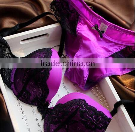 3/4 cup Nylon & Lace Bra and Panties Set,two hook-and-eye,back closure