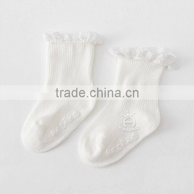 baby sweet lace cotton socks, silicone print baby sock
