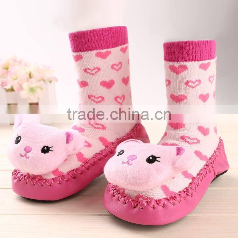 2016 Custom sock wholesale low MOQ cartoon tube baby shoe anti-slip floor sock