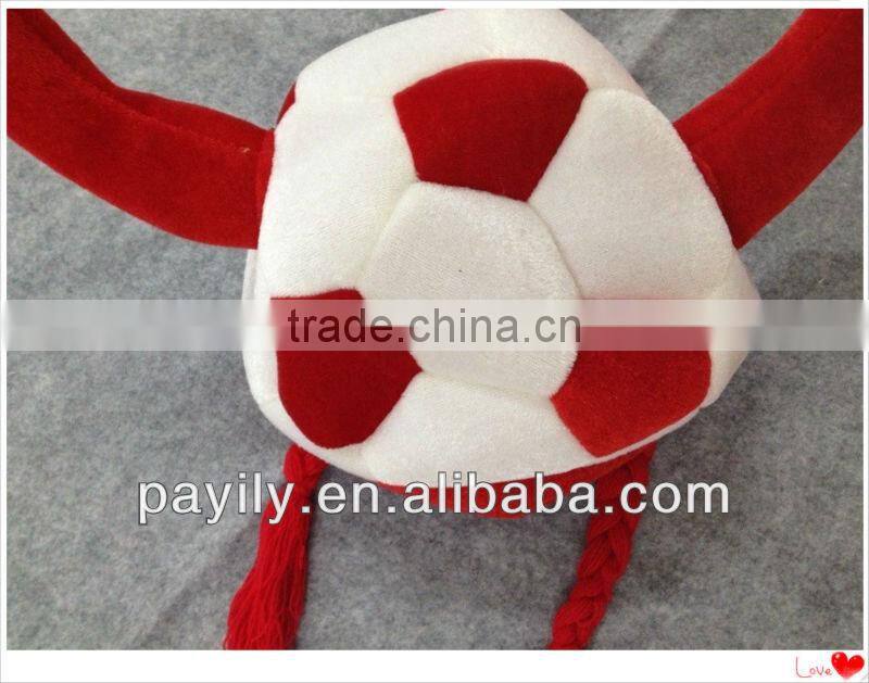 EN71 Carnival Hat Red horn football hat with braids