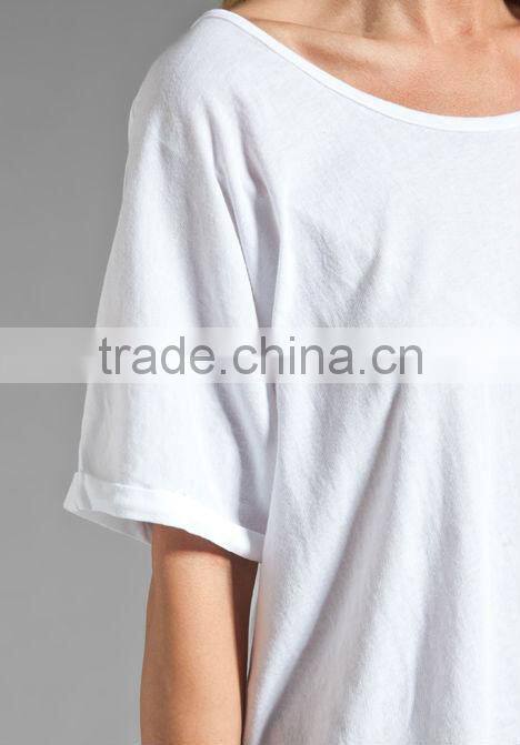 100% cotton rolled sleeve box t-shirts for girls