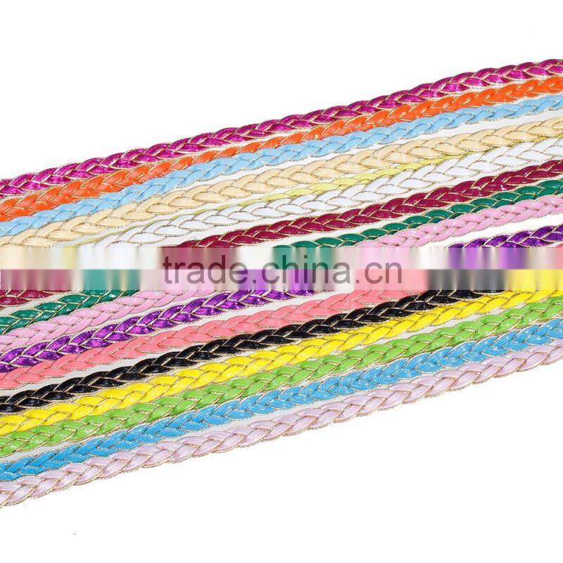 Blue Golden Braiding PU Leather Cord for Girls