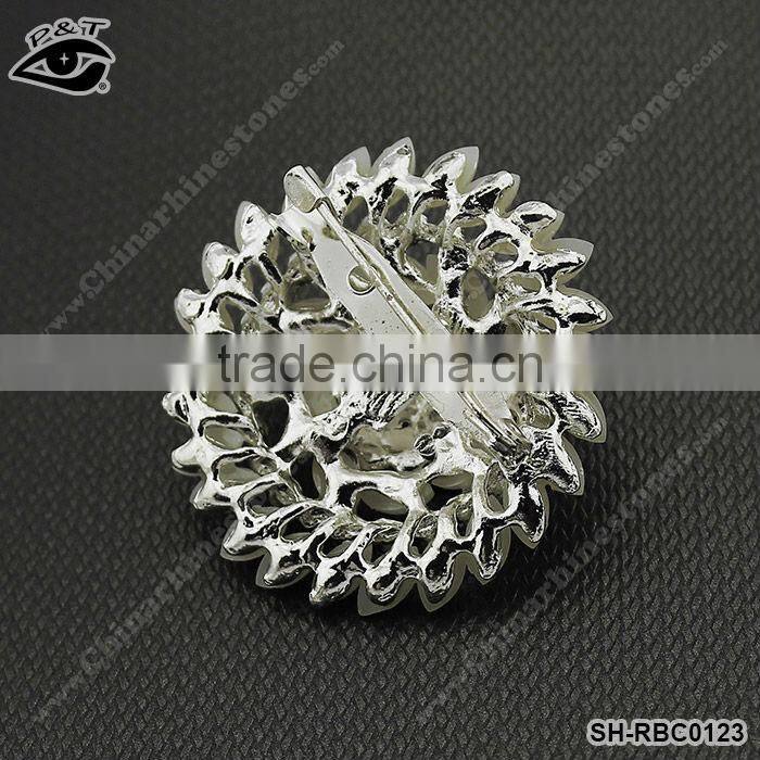 Rhinestone brooches for clothing flower brooch for wedding invitation