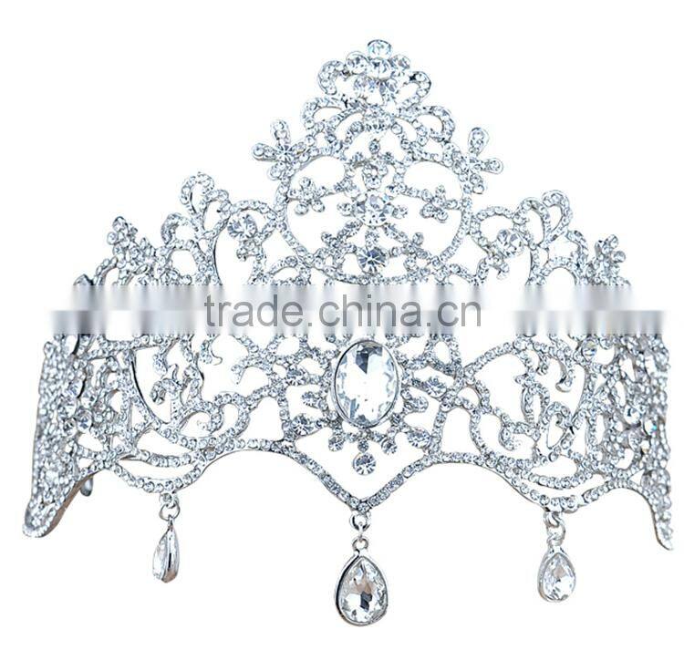 Coralline Rhinestones Teardrop Pendant Headband Crown Hair Accessories