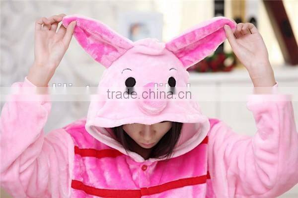 Lastest Flannel material one piece pink pajamas