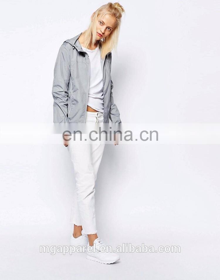 Wholesale fashion cheap plain windbreaker jacket for women 2016
