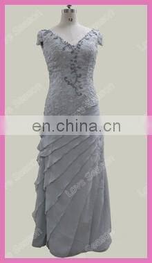 RP0044 real sample dress half sleeve jacket ruched top beaded floor length long blue evening dresses chiffon evening gowns