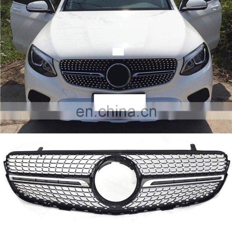 Black W/Diamond Front Grill Mesh Vent Grille 16-18 For Benz GLC X253 AMG YL4/250