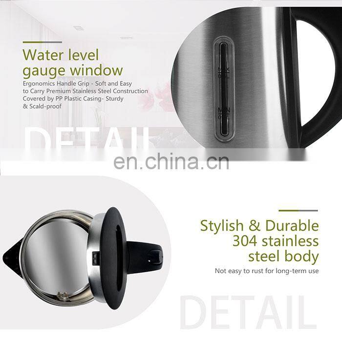 Quiet electric kettle 304 stainless steel electric for hotel 0.6l H1263 from china appliance