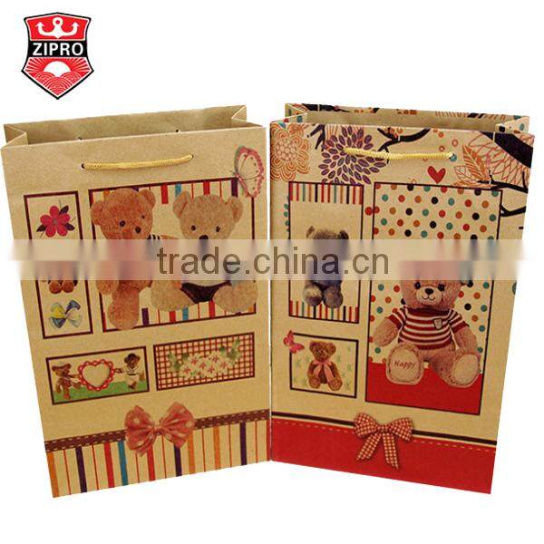 Environmental protection kraft paper custom design logo store shopping and gifts packing bag paper white kraft bag