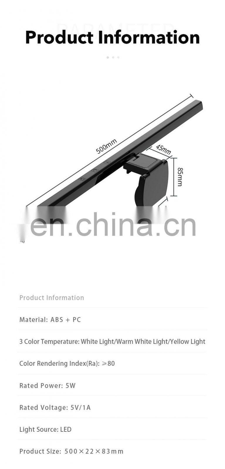3 Color Temperature Stepless Dimming Screenbar light desk lamp computer laptop led USB screen Bar hanging light Lamp